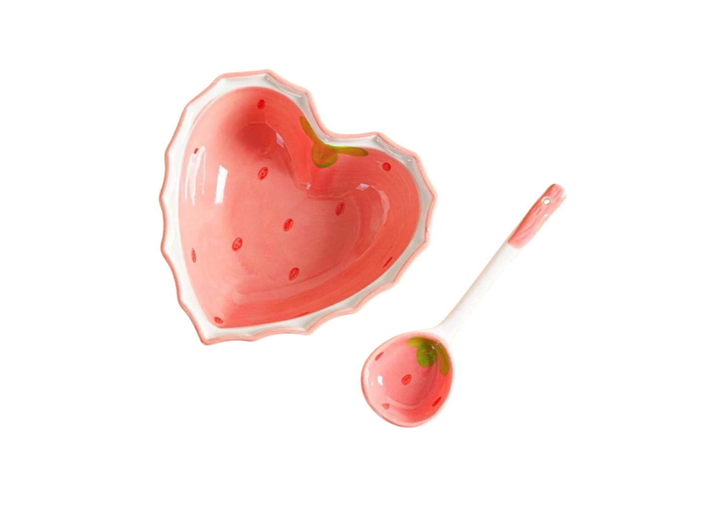 Tô sứ hình trái tim kèm muỗng. Tô sứ cao cấp màu hồng dễ thương